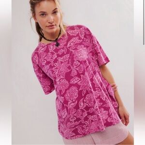 NWOT We The‎ Free Nina Printed Tee Magenta Combo Floral